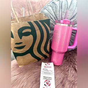 STANLEY x STARBUCKS Winter Pink Glitter Tumbler 40 ounce Limited Edition NWT